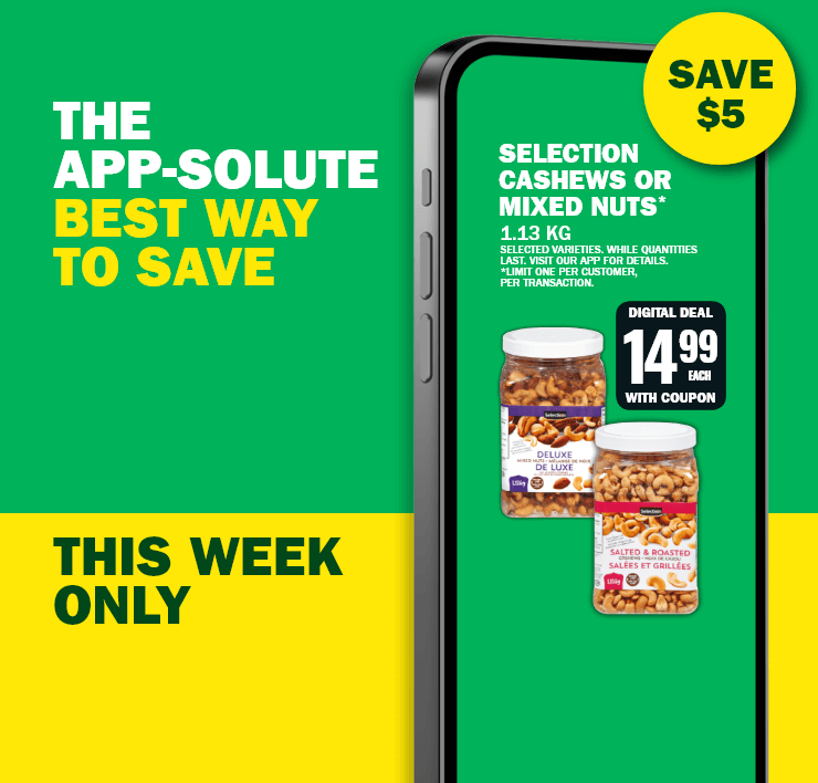 The App-solute Best Way to Save - This Week Only - Selection Cashews or Mixed Nuts