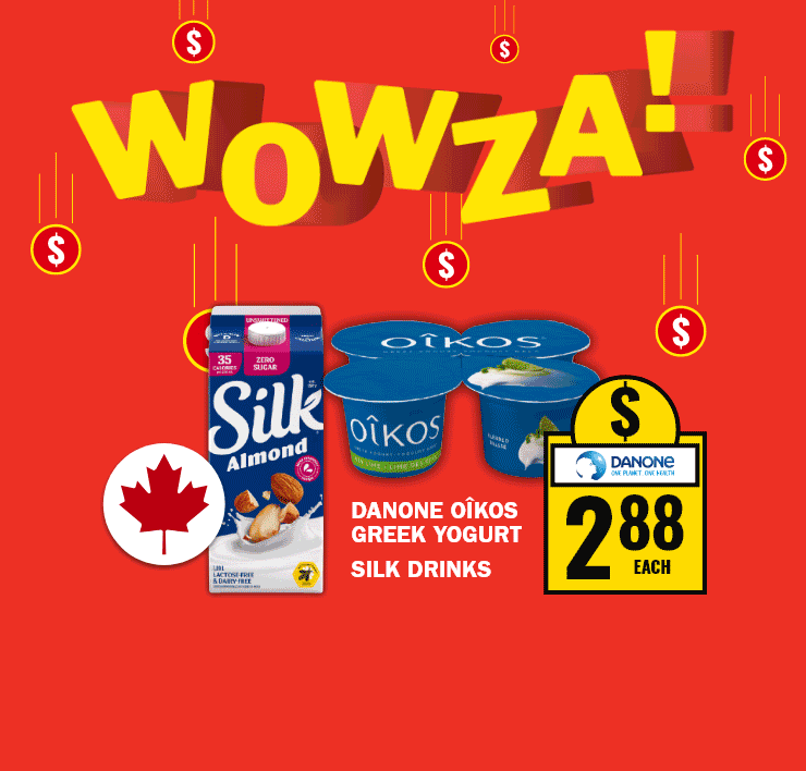 WOWZA - Danone Oîkos Greek Yogurt or Silk Drinks, General Mills Family Size Cereal, Coca Cola or Canada Dry Ginger Ale