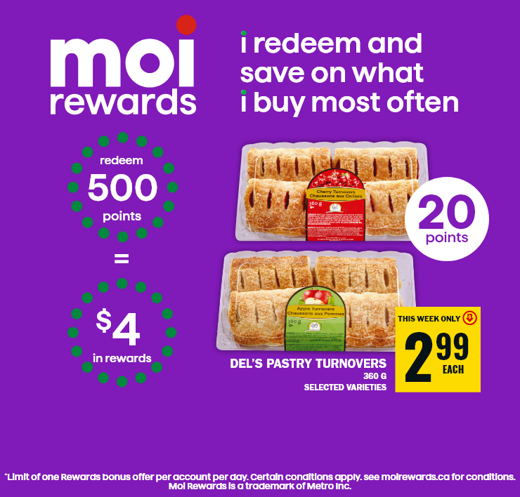 Moi Rewards - i redeem and save on what i buy the most often - Del's Pastry Turnovers