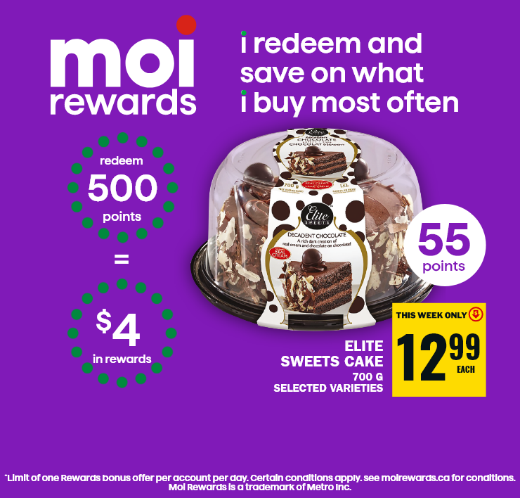 Moi Rewards - i redeem on what i buy the most - 55 points - Elite Sweets Cake