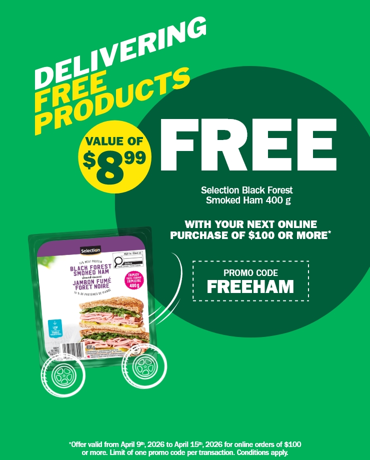 Delivering free products. Free Selection Black Forest Smoked Ham 400 g with your next online purchase of $100 or more. Promo code: FREEHAM
